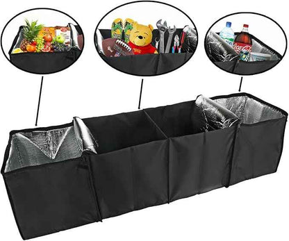 lebogner Auto Trunk Organizer With Insulated Cooler Compartments X-Large Vacation Trunk Cooler Box For Hot Or Cold Food While Traveling, Multipurpose Collapsible Car Accessories Storage Organizer