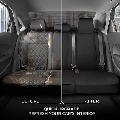 Deluxe Edition Napa Leather Seat Covers Full Set – Black & Brown Car Seat Covers Front Seats and Back Car Seat Protector, Waterproof and Universal Fit for Most Small to Medium Trucks & SUVs