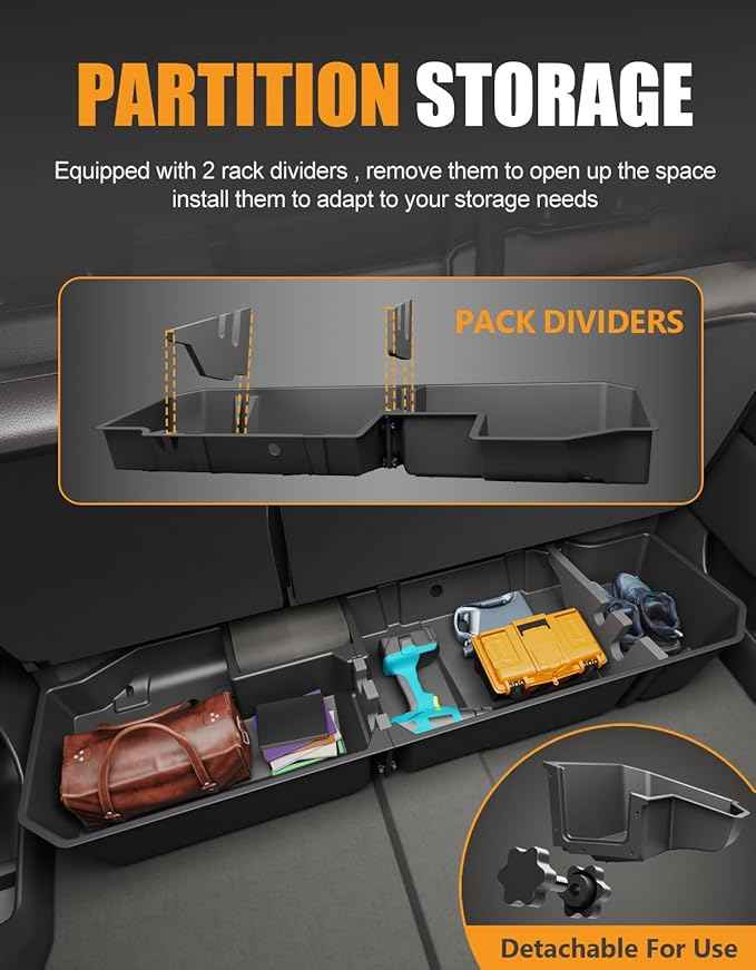 KINGGERI Under Seat Storage Boxes (Compatible with 2019-2026 Chevy Chevrolet Silverado 1500/GMC Sierra 1500, 2020-2026 Silverado/Sierra 2500HD/3500HD)