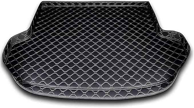 Car Trunk Mats for 2026 Tesla Model Y Juniper 5-Seat, Custom Leather Cargo Liners Rear Boot Floor Carpet, Storage Luggage Protection Pad Accessories with Raised Edges, C/Black-White