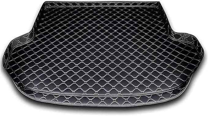 Car Trunk Mats for 2026 Tesla Model Y Juniper 5-Seat, Custom Leather Cargo Liners Rear Boot Floor Carpet, Storage Luggage Protection Pad Accessories with Raised Edges, C/Black-White