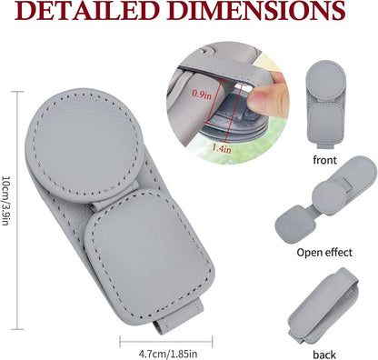KIWEN Sunglasses Holder for Car Visor, Magnetic Leather Sunglass Eyeglass Hanger Clip for Car Sun Visor Accessories (1, Gray)
