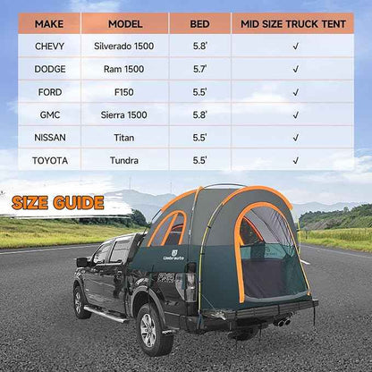 Truck Bed Tent 5.5-6ft: Easy Set Up Umburato Pickup Truck Tents for Camping, Waterproof PU3000mm Canopy for Truck Camper, Portable, Spacious for 2 Person Green