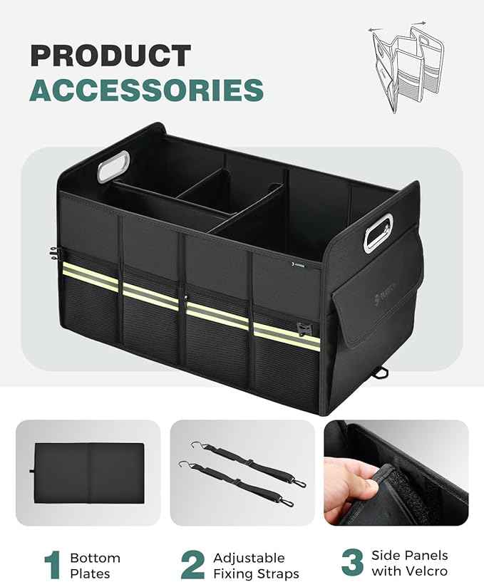 FLORICH Trunk Organizer for Suv, Premium Waterproof Car Organizers and Storage, Collapsible Multi-Compartment Truck Organizer Back Seat Storage for Car
