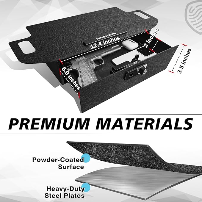 for 2026+ Tesla New Model Y Juniper Front Seat Safe Vault Patented Design Gun Safe Box Driver/Passenger Side Drawer LockBox Anti-Theft Biometric Fingerprint Lock