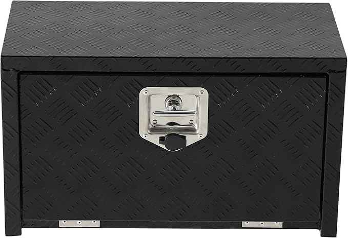 Garvee 24 Inch Heavy Duty Aluminum Tool Underbody Box, Waterproof Square Truck Storage Organizer Chest for Pick Up Truck Bed, Rv Trailer (24" X 12" X 14" - Black)