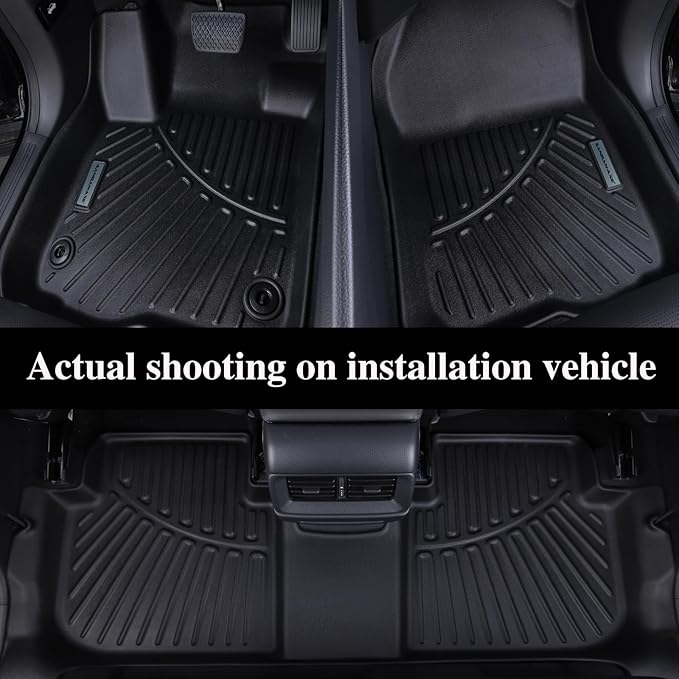 Floor Mats for Ford F-150 2015-2025 SuperCrew & 2022-2025 F-150 Lightning (No Fold Flat Storage) - Front & Rear 3PCS, 1st & 2nd Row Black