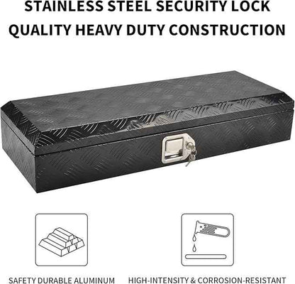 34.5 Inch Black Aluminum Tool Box 5 Bar Tread ToolBox for Truck Bed Car Outdoor Trailer Pickup Underbody RV ATV Storage Underbed Tools Organizer with Lock and Keys (34.5"X13"X6.5")