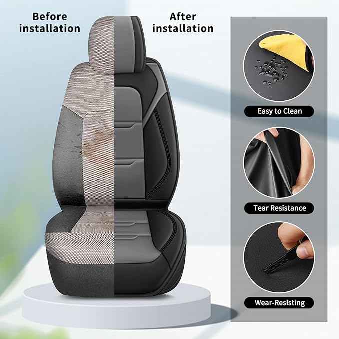YORKNEIC Seat Covers for Ford Bronco Sport 2021-2024 2025 2026: 2 Row 5 Seat Full Set Leather Car Seat Covers Cushion (5 Seat Full Set, Black&Grey)