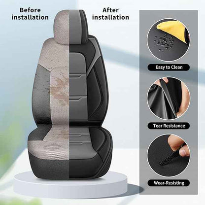 YORKNEIC Seat Covers for Ford Bronco Sport 2021-2024 2025 2026: 2 Row 5 Seat Full Set Leather Car Seat Covers Cushion (5 Seat Full Set, Black&Grey)