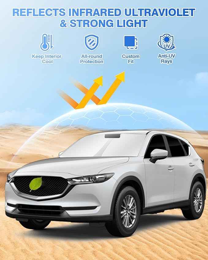 Windshield Sunshade for Mazda CX-5 2017-2025 2026 CX5 Accessories Side Rear Window Shade Cover Kit Window Sun Blocker Privacy Protection Keep Vehicle Cool Black 8PCS