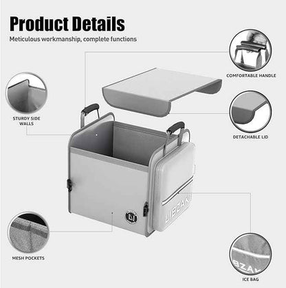 LIBZAKI Car Trunk Storage Organizer, Collapsible Trunk Storage Box for Car Truck SUV-Gray