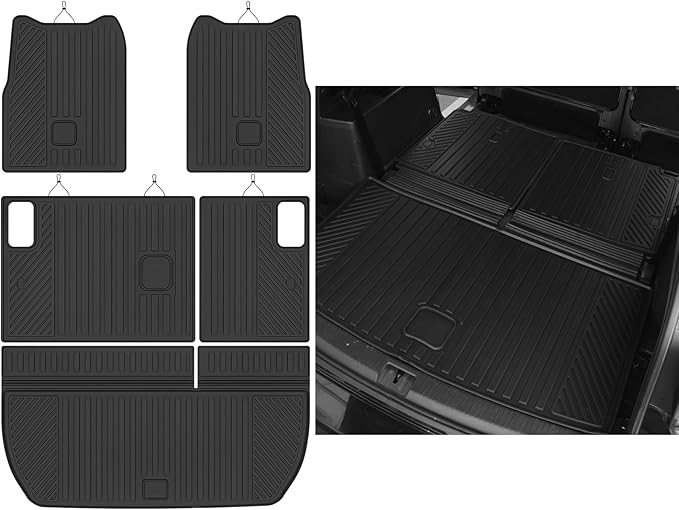 All Weather Cargo Mat for Chevy Traverse 2009-2017/Buick Enclave 2008-2017 7 Seats Trunk Mat & Backrest Mat for Chevy Traverse Odorless Anti-Slip Accessories