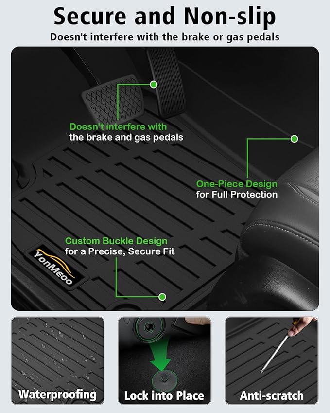 Floor Mats Custom for Ford Escape 2020-2025 2026 Trunk Mat with Backrest Mat (NOT for Hybrid) All Weather TPE Full Set Liners Cargo Protector & Door Sill Guards for Escape Accessories, Black