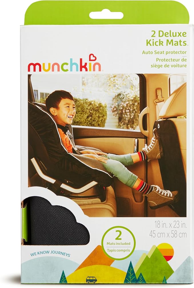 Munchkin® Back Seat Cover for Kids,Deluxe Kick Mats™ Car Seat Protector,Black,2 Count (Pack of 6)