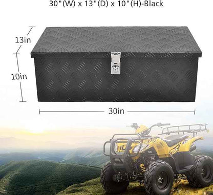 30 Inch Black Aluminum Tool Box 5 Bar Tread Chest Box Flatbox for Truck Car Outdoor Trailer Pickup Underbody RV ATV Storage Bed ToolBox w/Lock Side and Keys(30"X13"X10"),Black-30 Inch