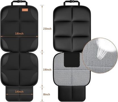 SMART ELF Car Seat Protector [1 Pack] Large Auto Protector for Child Seats with Thickest Padding and Non-Slip Backing Mesh Pockets for SUV, Sedan, Truck, Leather and Fabric - Black