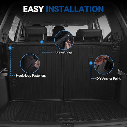 Custom Fit Floor Mats for Kia Sorento 2016-2020 7 Seats, All Weather TPE Floor Liners with Trunk Mat & Backrest Protectors, Odorless Full Set Interior Accessories