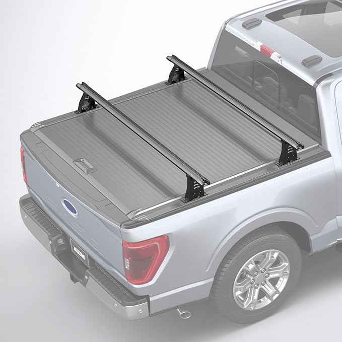 Adjustable 74.6" Truck Bed Rack Cross Bars (2PCS), Heavy-Duty Aluminum T-Slot Crossbars for Full-Size Trucks, Compatible with Retractable Tonneau Covers with Rail System, Kayak & Bike Racks