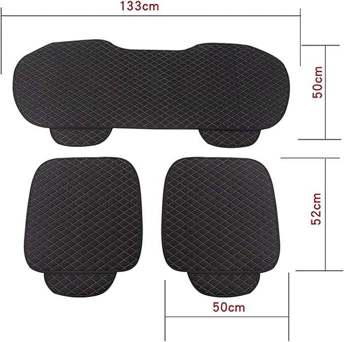 Car Seat Covers Front&Rear Protector Mat Pad, Anti-Slip Full Set Car Seat Cushion, Linen Fabric Universal Size (Gray, Bottom(Front+Rear))