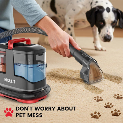 Portable Spot Cleaner Machine for Carpet and Upholstery, 15Kpa Powerful Suction for Pet Stain, Couche & Car, with Dual BrushHeads & Self-Cleaning System, Spot Cleaner for Area Rug, Stair and Furniture