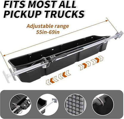 KUAFU Full Size Truck Bed Storage Box Compatible with Ford Chevrolet GMC Dodge Ram Toyota Nissan Universal 55 Inch - 69 inch Wide Adjustable Beds Secure Cargo Organizer Protect Groceries