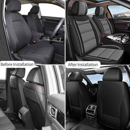 YORKNEIC 2 Front Seat Covers Fit for Jeep Compass 2012-2025 2026: Leather Car Seat Covers - Waterproof Car Seat Protector Compatible Airbag (Black&Gray)