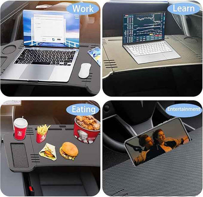 Car Desk for Tesla Model 3 Y, Foldable Tesla Desk for Laptop, Car Table Tray for Tesla Passenger Seat, Tesla Table Travel Tray for Kids, Food & Tablets, Tesla Tray Long Trip Essentials