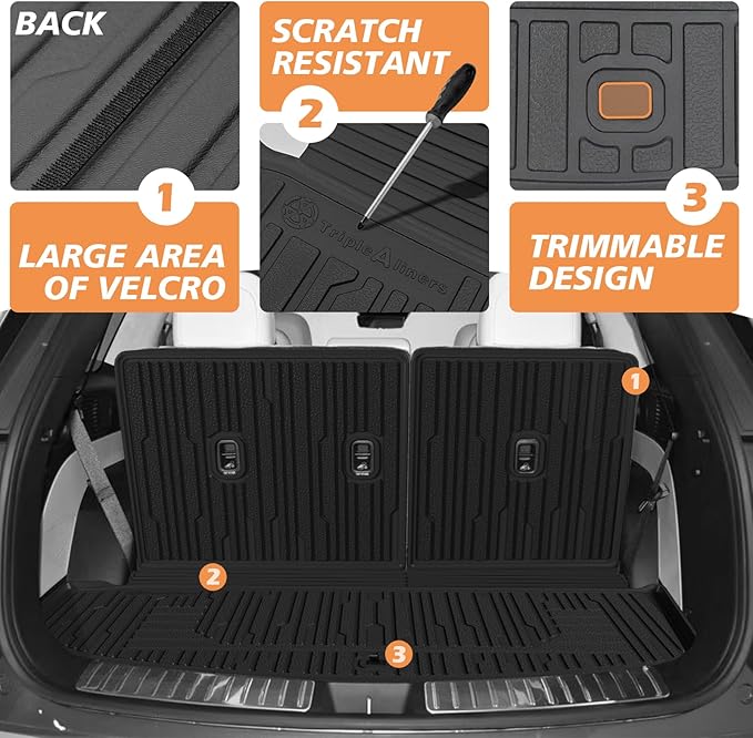 TripleAliners 5PCS All Weather Liners Compatible with 2026 Hyundai Palisade Floor Mats & Trunk Liner & Backrest Mat TPE Trunk Protector Anti-Slip Odorless Carpet Cover (7-Seater, Fuel Model ONLY)