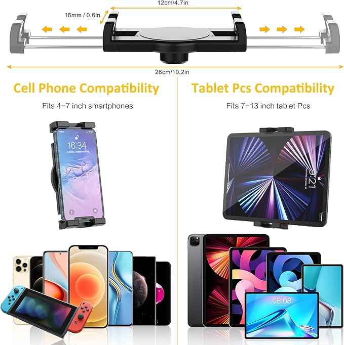 Tablet Air Vent Car Mount, AC Vent Tablet Phone Holder for Car [Upgrade Clip Never Shake] for iPad Pro Air Mini, Galaxy Tab, Kindle, Fire, iPhone 16 15 Pro Max, 4-12.9"