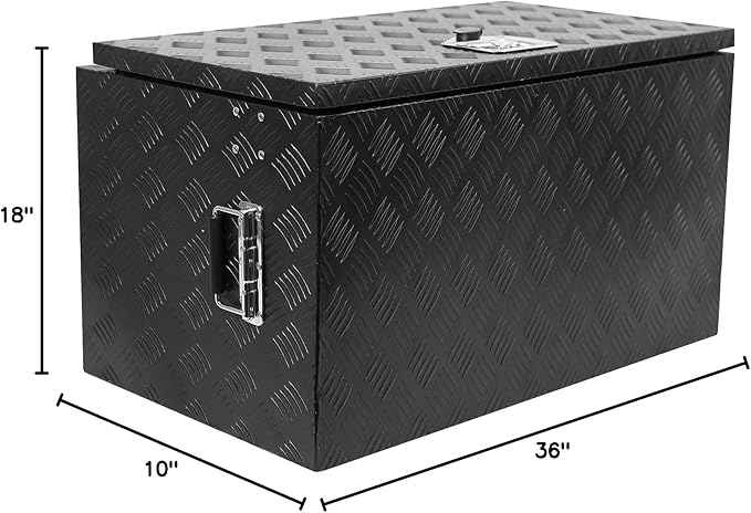 Aluminum Diamond Plate Tool Underbody Box, Waterproof Square Truck Storage Organizer Chest for Pick Up Truck Bed, RV Trailer with T-Handle Lock and Keys (30 inch)