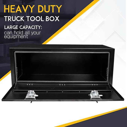 48 Inch Underbody Steel Truck Tool Box with T-Handle Latch Flatbed Tool Box Storage Box for Trailer Heavy Duty Truck Bed Lockable Storage Organizer Chest Black(48” x 18” x 18”)
