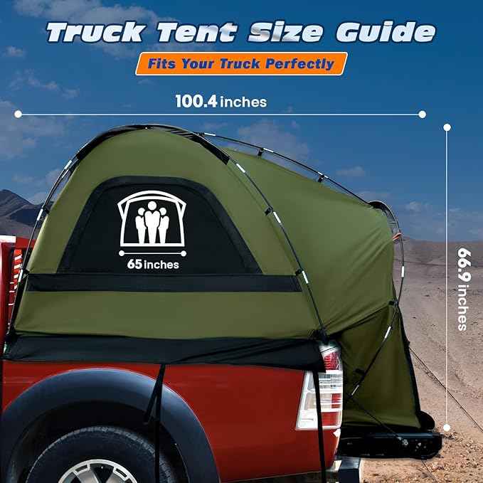 Truck Bed Tent, Waterproof PU3000mm Pickup Truck Tent for Camping Bed, 2-3 Person Sleeping Truck Tent, Portable for Car Camping