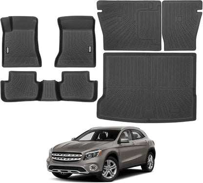 Custom Fit Floor Mats for Mercedes-Benz GLA 250 2013-2019, All Weather TPE Floor Liners with Trunk Mat & Backrest Protectors, Odorless Full Set Interior Accessories