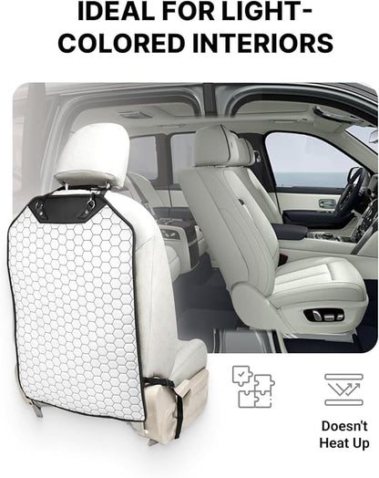 Owleys Kick Mat Back Seat Protector - Car Back Seat Cover for Kids Feet - Waterproof & Sturdy Protector for Upholstery from Dirt, Mud, Scratches and Stain (White)