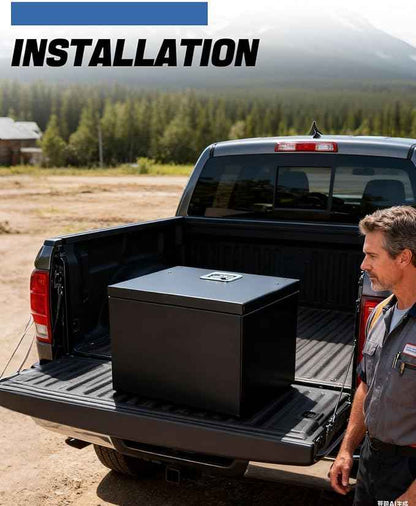 Heavy Duty Tool Box Chest Box Trailer Tongue Box for Pick Up Truck Bed RV Trailer Black Rectangle Truck Bed Storage with Side Handle,Lock and Keys(black)