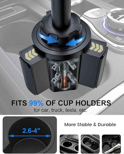 iPad Cup Holder Car Mount Heavy Duty [Height Adjust] Metal Long Arm Cup Holder Tablet Mount for Car, Truck, Compatible with 4.7-13" iPad Pro Air Mini, Galaxy Tab, iPhone, Cell Phone