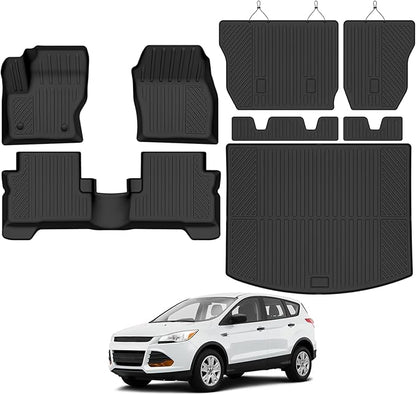 Tongama-Floor Mats for Ford Escape 2013-2019, All Weather TPE Trunk Mat and Backrest Mats Protectors for Ford Escape Floor Liner Accessories