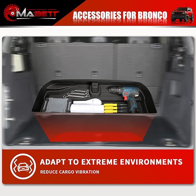 Mabett Trunk Lower Storage Mat for Ford Bronco Accessories 2026, 2021-2025 4-Door and 2-Door Heavy Car Cargo Mats Black
