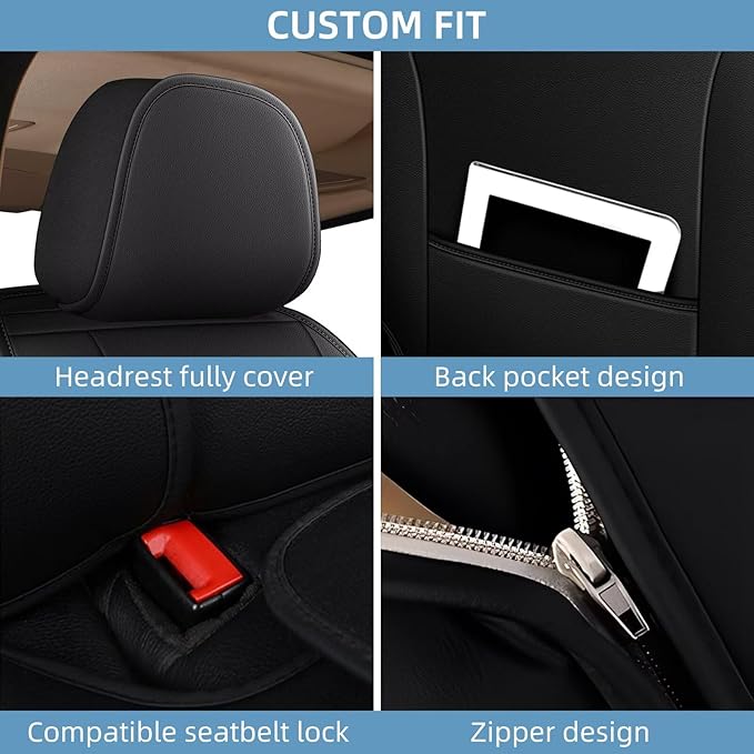 YORKNEIC Full Set Seat Covers Fit for Ford Explorer 2004-2025 2026: Faux Leather Car Seat Covers - Waterproof Car Seat Protector(Black)