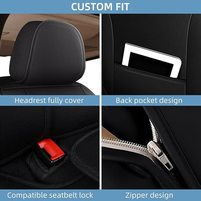 YORKNEIC Full Set Seat Covers Fit for Ford Explorer 2004-2025 2026: Faux Leather Car Seat Covers - Waterproof Car Seat Protector(Black)