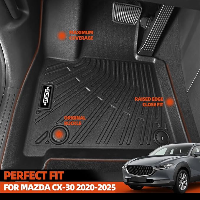Custom Fit Floor Mats for Mazda CX-30 2020-2025 2026, All Weather TPE Floor Liners with Trunk Mat & Backrest Protectors, Odorless Full Set Interior Accessories