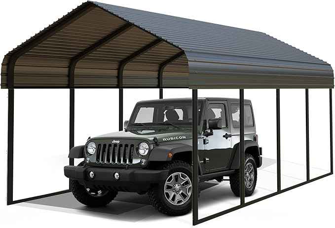 12x20 FT Heavy Duty Metal Carport with Galvanized Steel Roof & Frame - All-Weather Portable Garage Shelter for 1 Car, Safe Boat Cover & Yard Protection