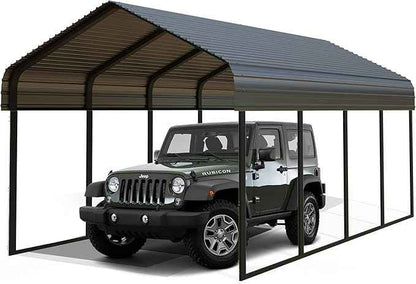 12x20 FT Heavy Duty Metal Carport with Galvanized Steel Roof & Frame - All-Weather Portable Garage Shelter for 1 Car, Safe Boat Cover & Yard Protection