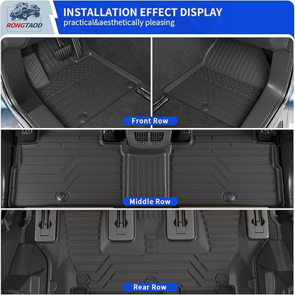 Rongtaod Floor Mats Compatible with 2020-2025 Kia Telluride 7 Seats (Not for 2027) Cargo Liner Back Seat Cover Kick Mat 2024 Telluride Accessories (Floor Mats+Trunk Mat+2nd&3rd Row Backrest Mat)