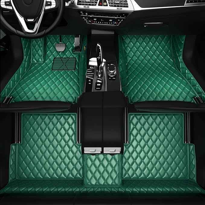 Customized Personalized car Floor MATS Luxury Full-Body car Floor mats are Suitable for 99% of Vehicle Models (Pickup Trucks/SUVs/sedans) and Offer Personalized Text Customization (Green)