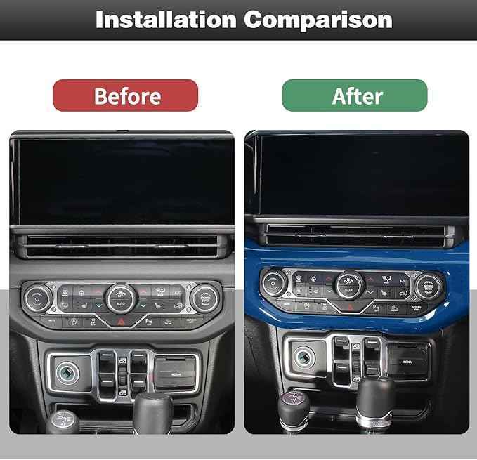 CheroCar for JL Center Console Headlight Air Conditioning Control Panel & Co-Pilot Handle Panel Interior Accessories fit for Jeep Wrangler JL JLU 2024+,Blue