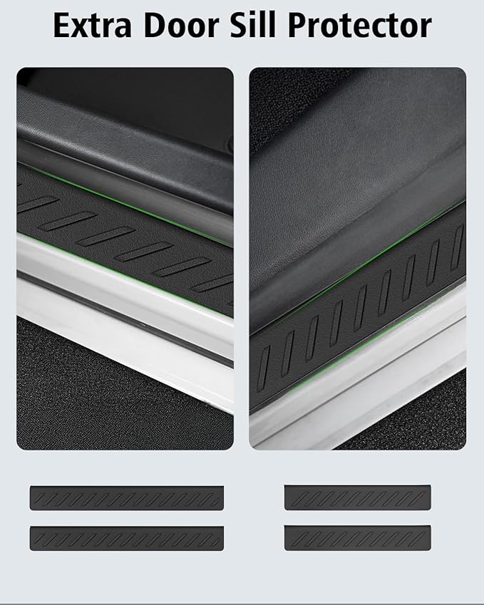 Floor Mats & Cargo Liner Custom Fit for Ford Edge 2015-2024 2025 2026, Door Sill Guards, All Weather TPE Rubber Anti-Slip 1st & 2nd Row & Trunk Mat Floor Liners for Edge 2024 Accessories