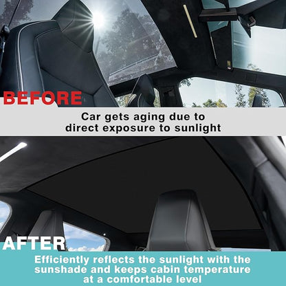 BestEvMod Foldable Roof Sunshade Compatible with 2024 2025 Tesla Cybertruck Accessories Upgraded Heat Reflective Tech Accessories Sunroof Reflective Sun Shade (Roof Sunshade)