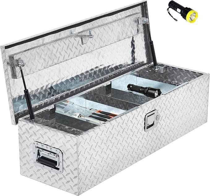 Aluminum Truck Tool Box for Pickup Truck Bed RV Toolbox Truck Bed Toolboxes Heavy Duty Waterproof Truck Storage Organizer Chest with Handle and Lock, 39 x 13 x13 Inch